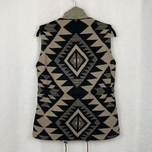 Fashionomics Women’s Olive Aztec Print Utility Vest sz Small